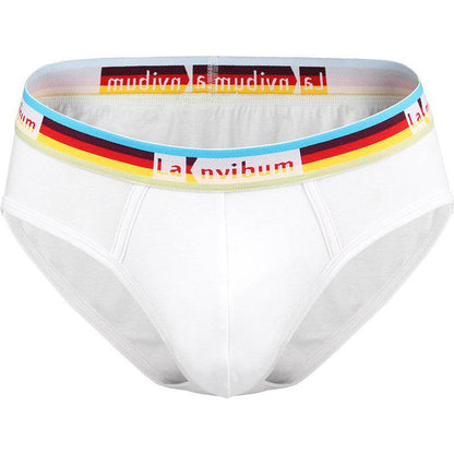Rainbow Rubber Band Cotton Briefs - Stylish Mid Waist, Solid Colors - Buy Center