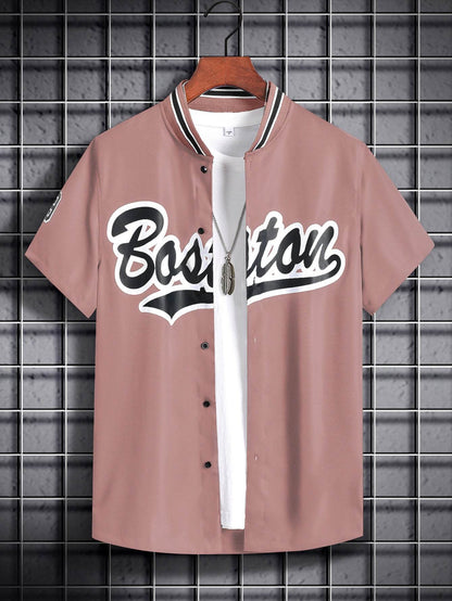 Loose Printed Letters Casual Shirt - Breathable Korean Style in 6 Colors - Buy Center