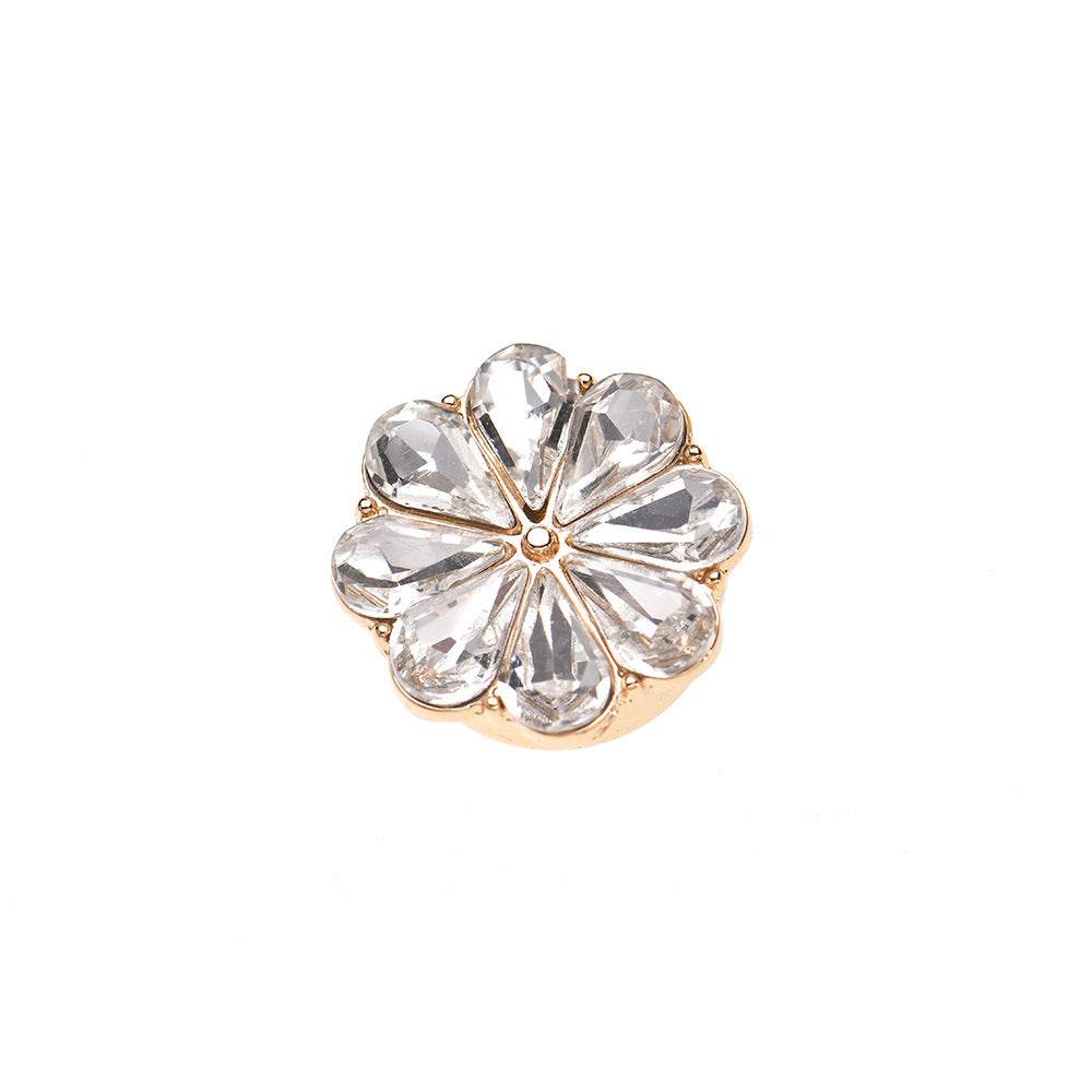 Elegant European Cufflinks for Women - Flower Rhinestone Design in 15mm - Buy Center