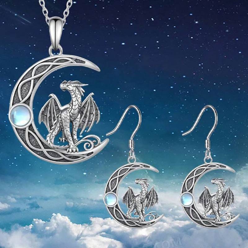 Creative Moon Magic Dragon Pendant - Unisex Necklace for Fashion Lovers - Buy Center