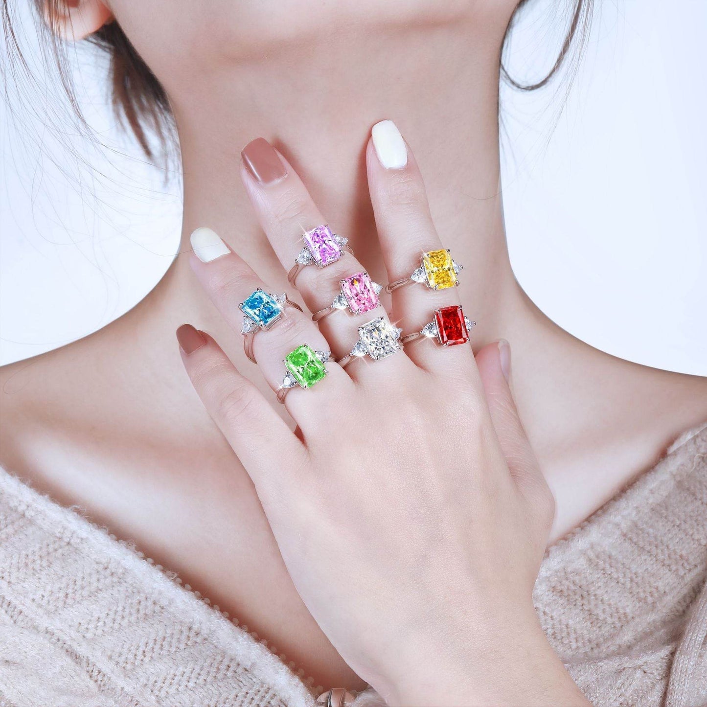 Buycenter S925 Colorful Rhinestone Ring - Stylish Women's Jewelry - Buy Center