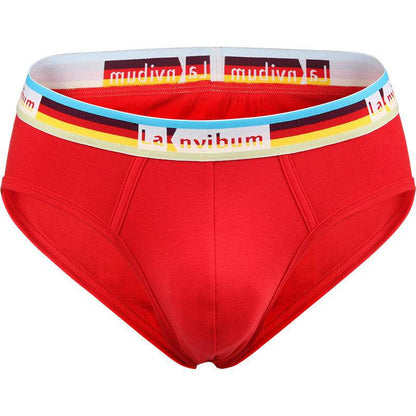 Rainbow Rubber Band Cotton Briefs - Stylish Mid Waist, Solid Colors - Buy Center