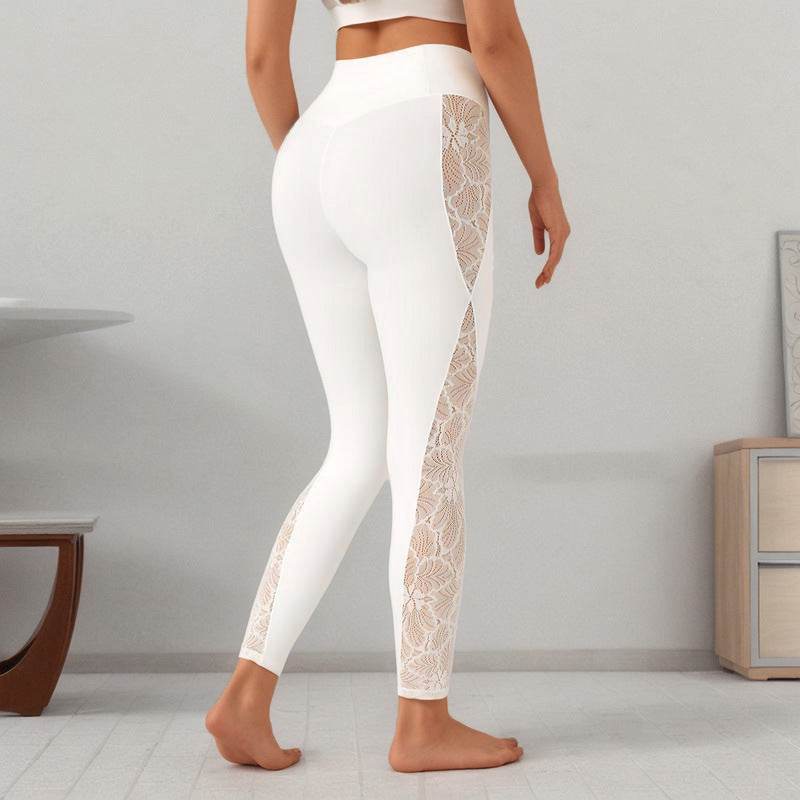 Buycenter Slim Lace Stitching Yoga Leggings - High Top Fitness Pants - Buy Center