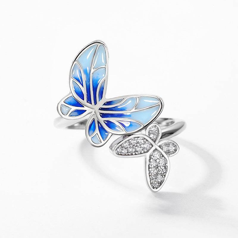 Elegant Silver Butterfly Ring for Women - Stylish Enamel Design 2025 - Buy Center