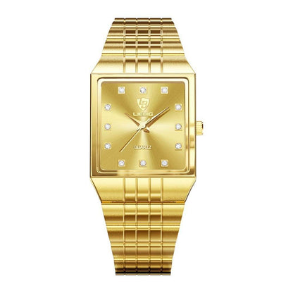 Luxury Gold Men's Quartz Watch - Classic Diamond Design, Slim 7mm - Buy Center