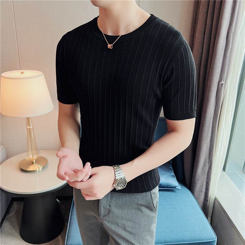 Men's Casual Knitted Sweater - Slim Fit, Available in Black, White, Blue - Buy Center