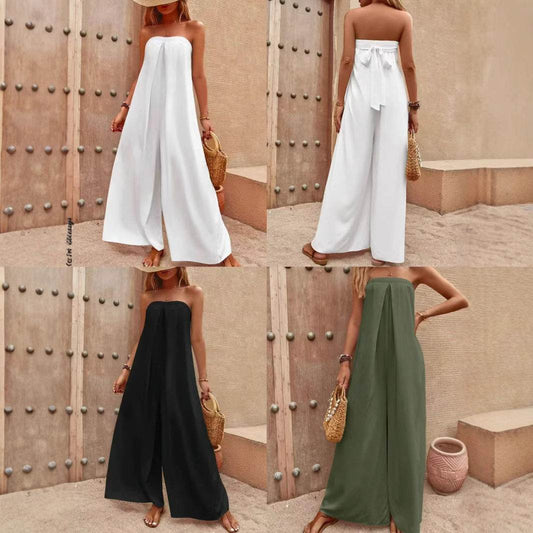 Buycenter Casual Tube Top Jumpsuit - Solid Color & Loose Fit Options - Buy Center