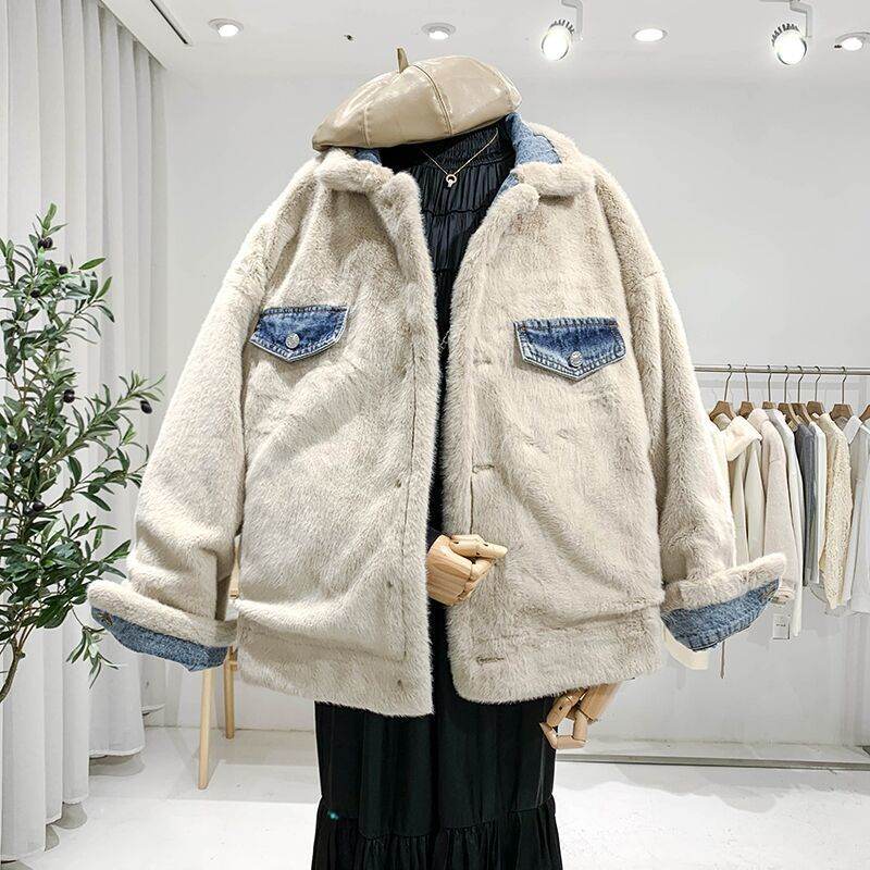Women's Loose Denim Coat - Casual Fleece-Lined Basic Jacket 2025 - Buy Center