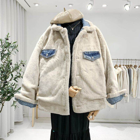 Women's Loose Denim Coat - Casual Fleece-Lined Basic Jacket 2025 - Buy Center