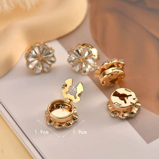 Elegant European Cufflinks for Women - Flower Rhinestone Design in 15mm - Buy Center