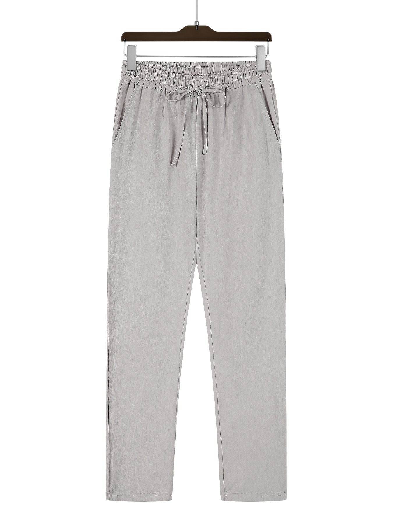 Men's Casual Straight Pants - Mid Waist, Micro-Elastic, Bamboo Fiber - Buy Center