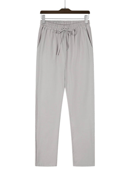 Men's Casual Straight Pants - Mid Waist, Micro-Elastic, Bamboo Fiber - Buy Center