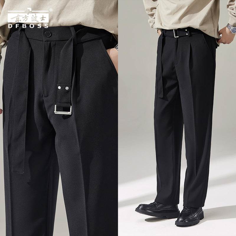 Buycenter Detachable Wide-Leg Suit Pants for Men - Casual Mid Waist Style - Buy Center