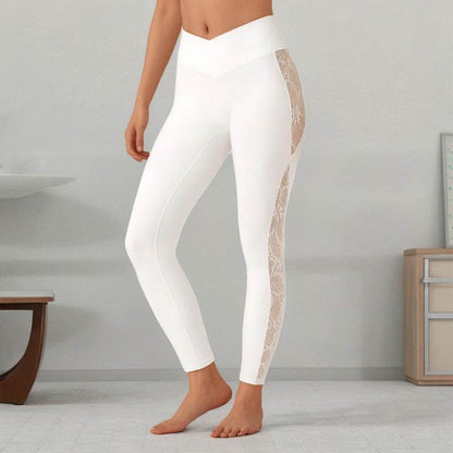 Buycenter Slim Lace Stitching Yoga Leggings - High Top Fitness Pants - Buy Center