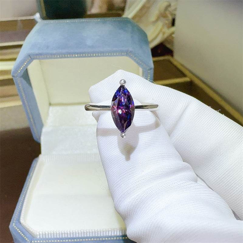 Classic Purple Horse Eye Moissanite Ring - Elegant U-Shaped Design - Buy Center