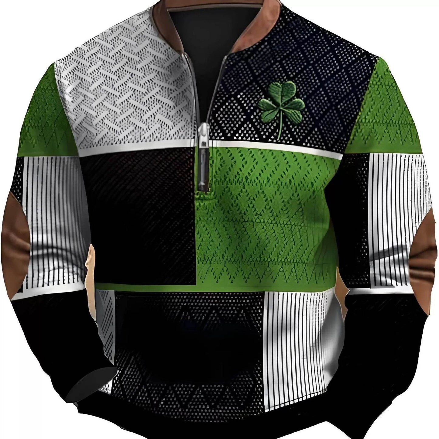 Trendy 3D Digital Printing Half-Zip Sweatshirt for Men - Stylish Comfort - Buy Center