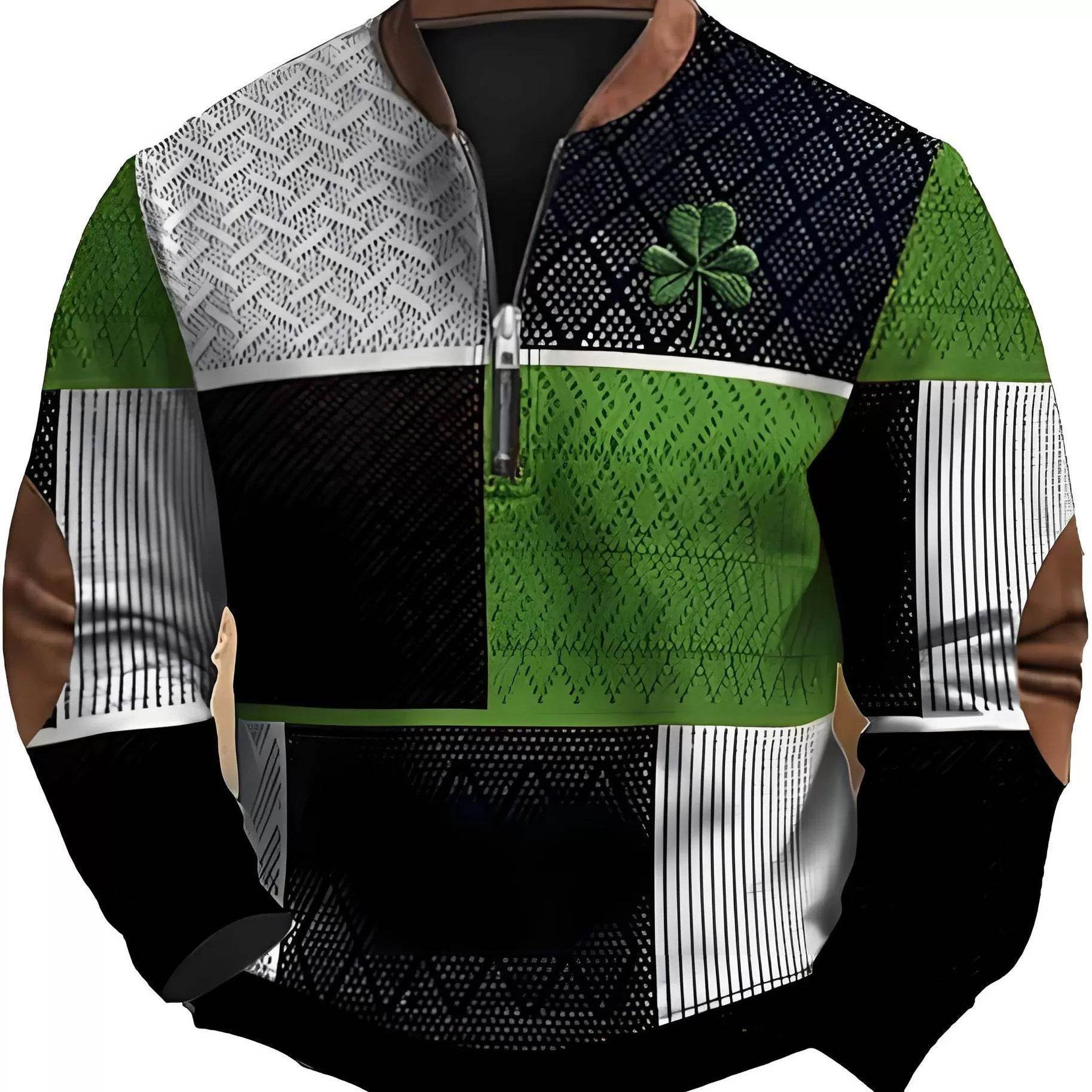 Trendy 3D Digital Printing Half-Zip Sweatshirt for Men - Stylish Comfort - Buy Center