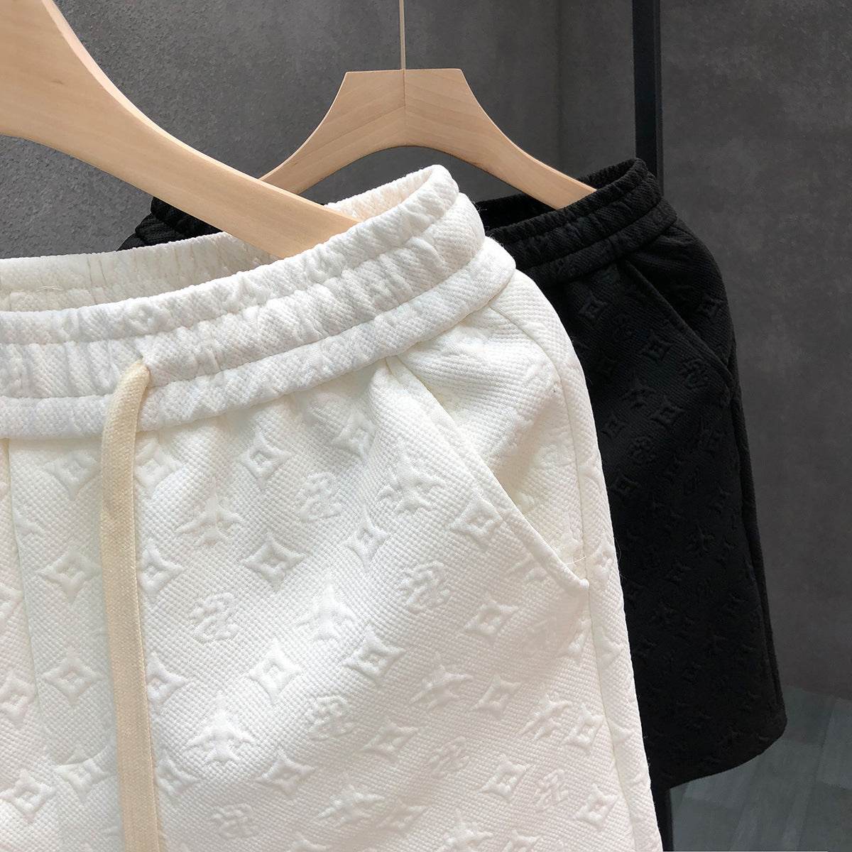 Stylish White Jacquard Shorts for Men - Comfortable Polyester Casual Wear - Buy Center