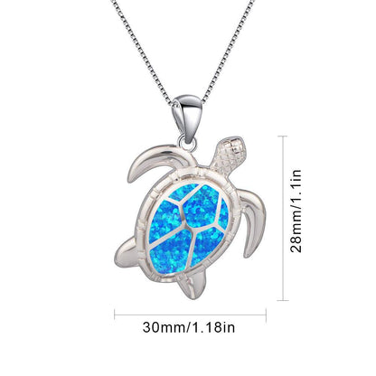 Opal Turtle Necklace - Blue Copper Pendant for Zodiac Lovers 2025 - Buy Center