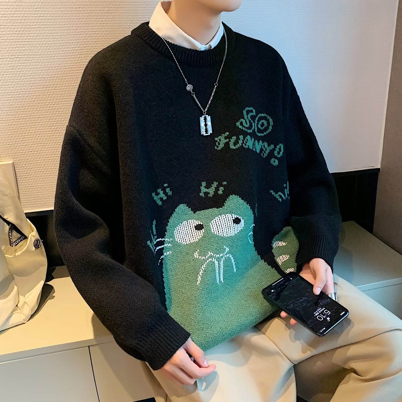 Stylish Men's Knitwear - Loose Fit Pullover Sweater for Autumn & Winter - Buy Center