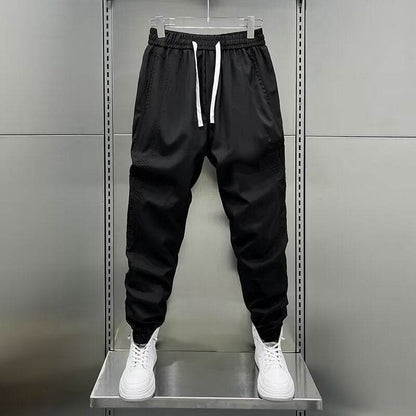 Men's Quick-Drying Ankle-Tied Sports Pants - Solid Color Casual Fit - Buy Center