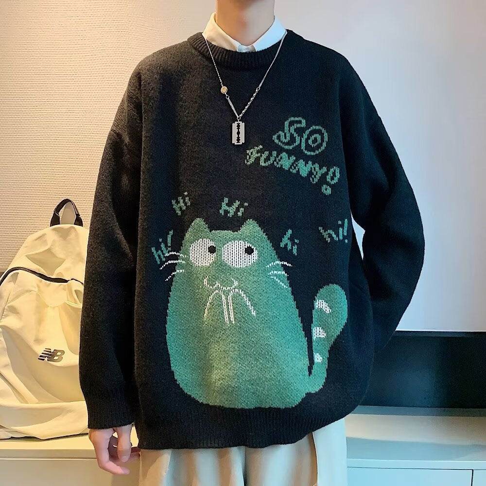 Stylish Men's Knitwear - Loose Fit Pullover Sweater for Autumn & Winter - Buy Center