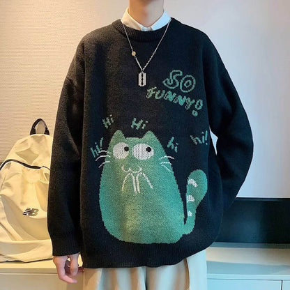 Stylish Men's Knitwear - Loose Fit Pullover Sweater for Autumn & Winter - Buy Center