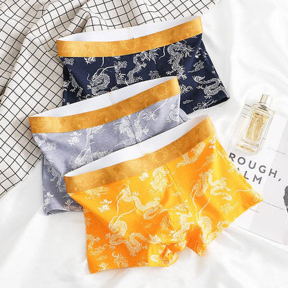 Dragon Pattern Men's Cotton Boxers - Comfortable, Stylish & Breathable Fit - Buy Center