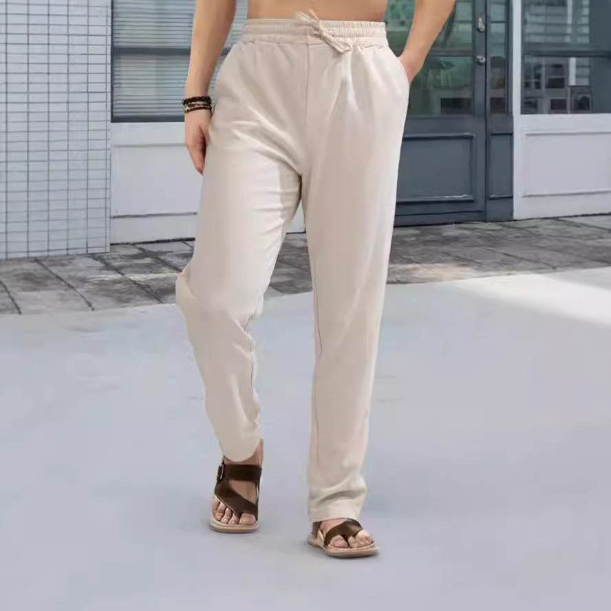 Men's Casual Straight Pants - Mid Waist, Micro-Elastic, Bamboo Fiber - Buy Center