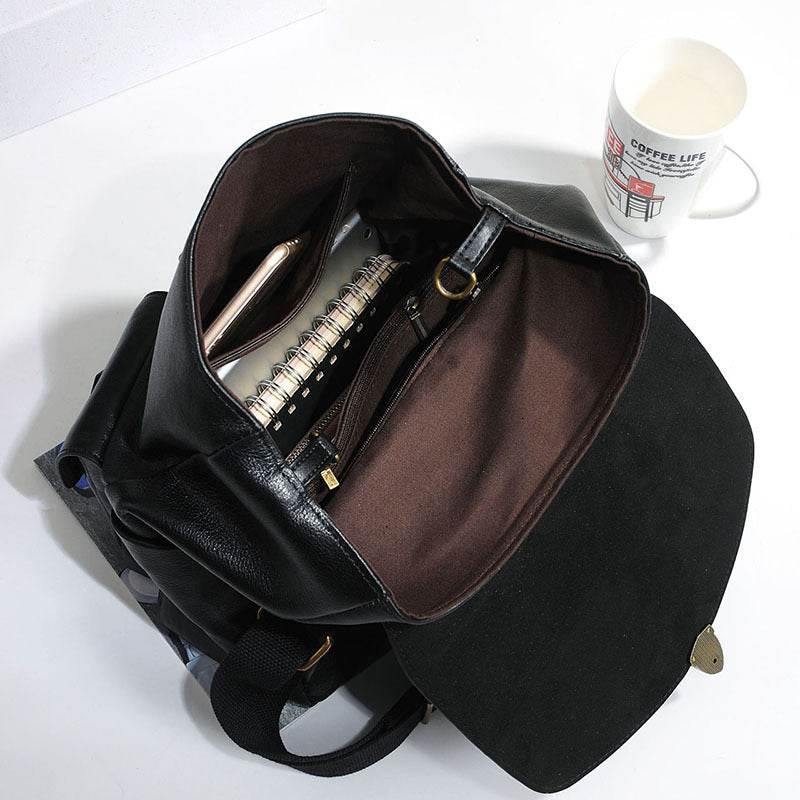 Women's Vintage Cowhide Backpack - Durable Fashion Accessory in Black/Brown - Buy Center