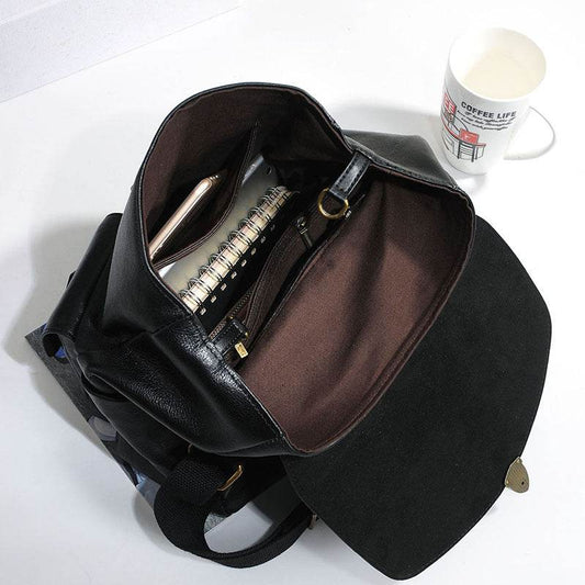 Women's Vintage Cowhide Backpack - Durable Fashion Accessory in Black/Brown - Buy Center