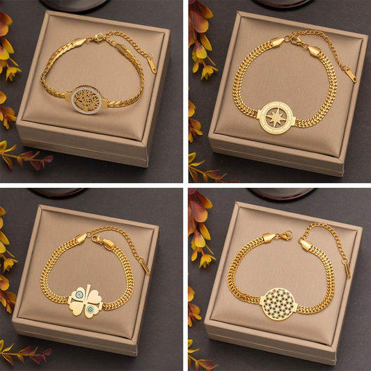 Buy Center Stainless Steel Flower Bracelet - Trendy Lucky Tree Design - Buy Center