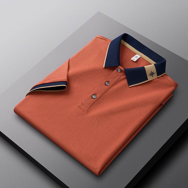 Men's Breathable Summer Lapel T-shirt - Short Sleeve, Solid Colors - Buy Center