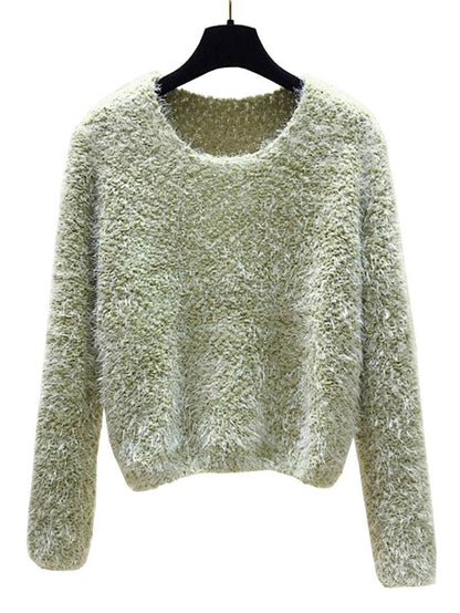 Solid Color Round Neck Pullover Sweater - Trendy Casual for Women - Buy Center