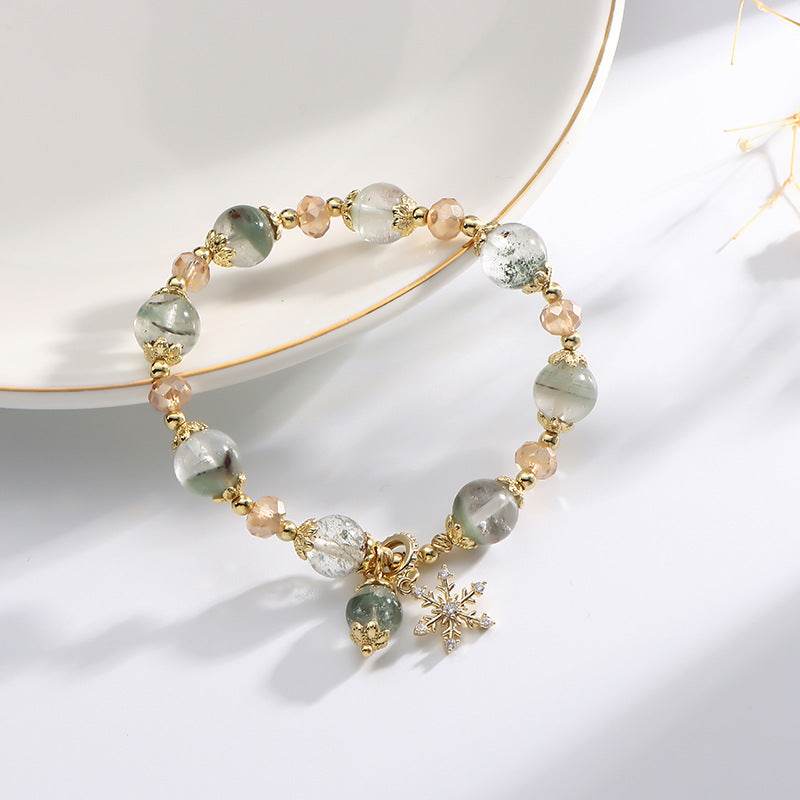 Natural Chorite Crystal Bracelet - Stylish Female Snowflake Pendant - Buy Center