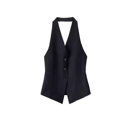 Women's Halter Suit Vest - Sleeveless Style for Modern Commute Fashion - Buy Center