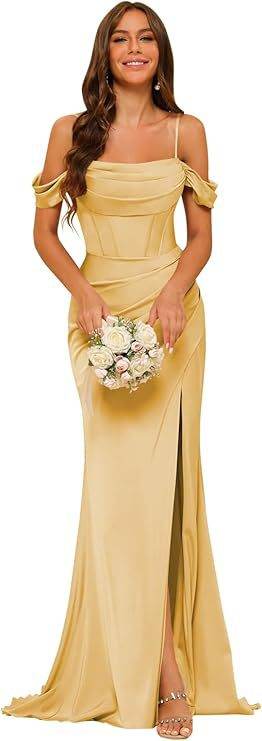 Buycenter Off-the-shoulder Satin Ball Gown - Dusty Rose & More Colors - Buy Center