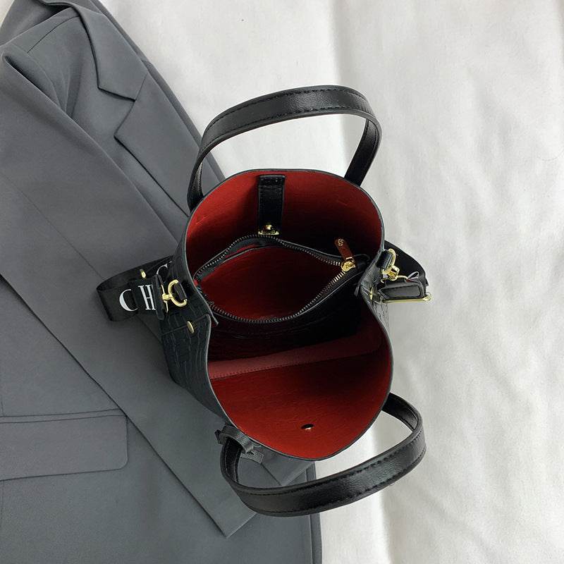 Buycenter Retro One-Shoulder Bucket Bag - Solid Color, Fashionable Design - Buy Center