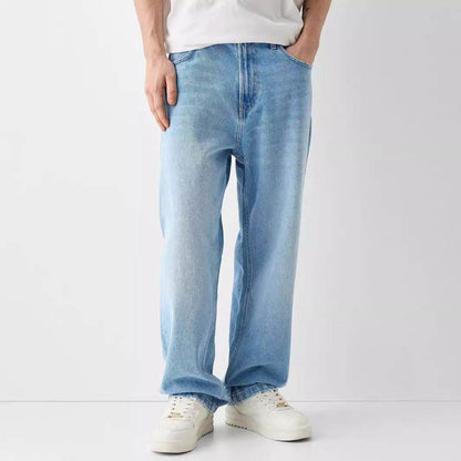 Creative Casual Men's Straight Jeans - High Waist, Versatile Style for Youth - Buy Center
