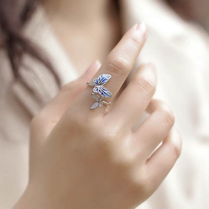 Elegant Silver Butterfly Ring for Women - Stylish Enamel Design 2025 - Buy Center