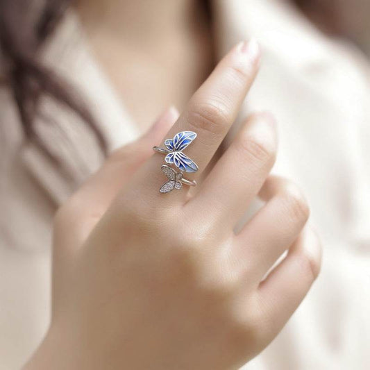 Elegant Silver Butterfly Ring for Women - Stylish Enamel Design 2025 - Buy Center