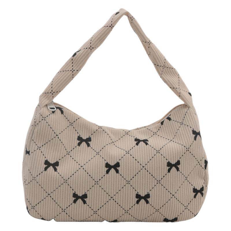 Buycenter Corduroy Fashion Hand Cloth Suitcase - Stylish Gray & Milky White - Buy Center