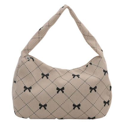 Buycenter Corduroy Fashion Hand Cloth Suitcase - Stylish Gray & Milky White - Buy Center