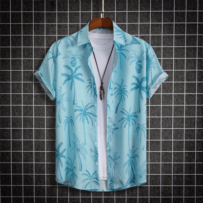 Hong Kong Style Men's Shirt - Colorful Coconut Tree Design for Modern Fashion - Buy Center