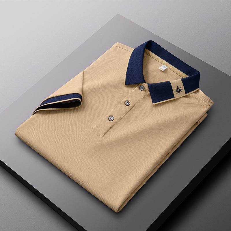 Men's Breathable Summer Lapel T-shirt - Short Sleeve, Solid Colors - Buy Center