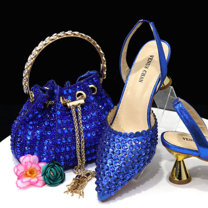 Colorful Stone Handbag & Pumps Set - Elegant Pointed Toe, Modern Style 2025 - Buy Center