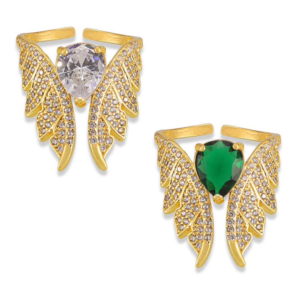 Buycenter Elegant Copper Inlaid Zircon Ring - French Retro Geometry Style - Buy Center