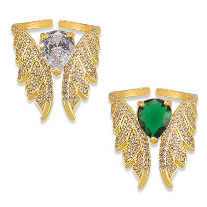 Buycenter Elegant Copper Inlaid Zircon Ring - French Retro Geometry Style - Buy Center