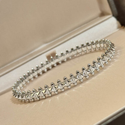 Versatile S925 Sterling Silver Rivet Bracelet - Elegant Mesh Design & Glossy Finish - Buy Center