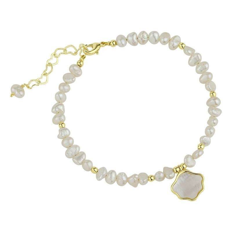 Elegant Women's Freshwater Pearl Necklace & Bracelet Set - Geometric Style - Buy Center